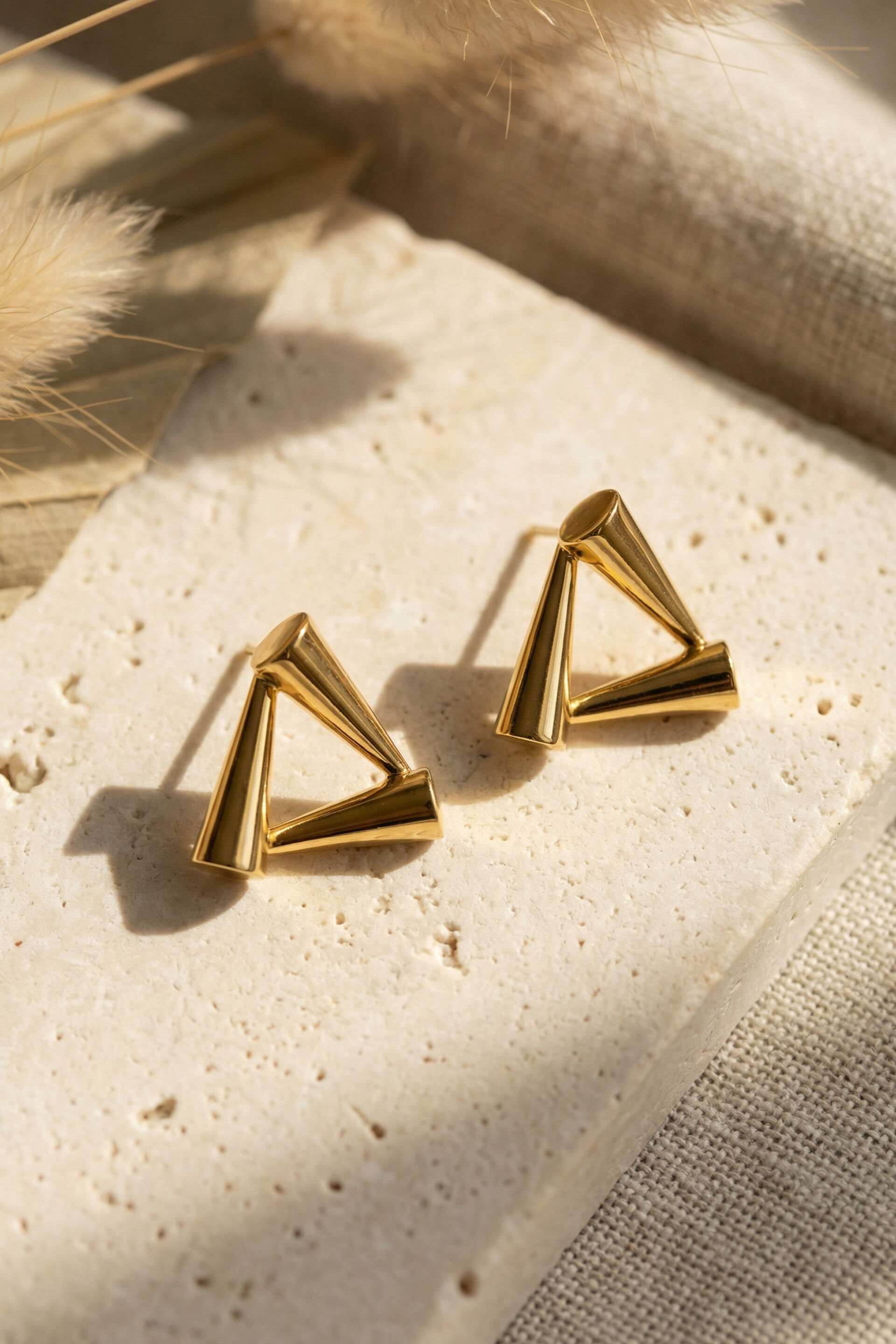 Chunky Triangle Stud Earrings, , image 3